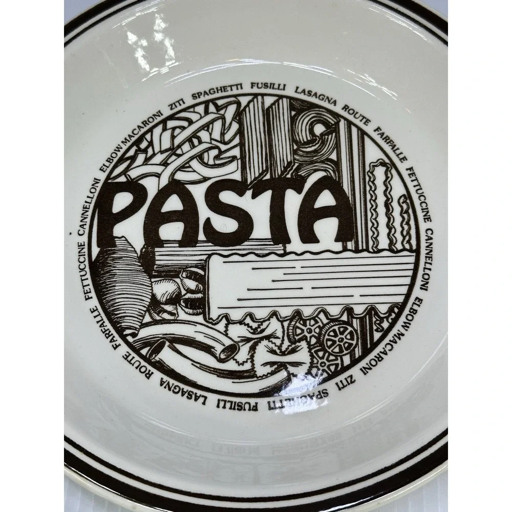 Vintage 1980s Pasta Pie Plate Baked Ziti Recipe on Back